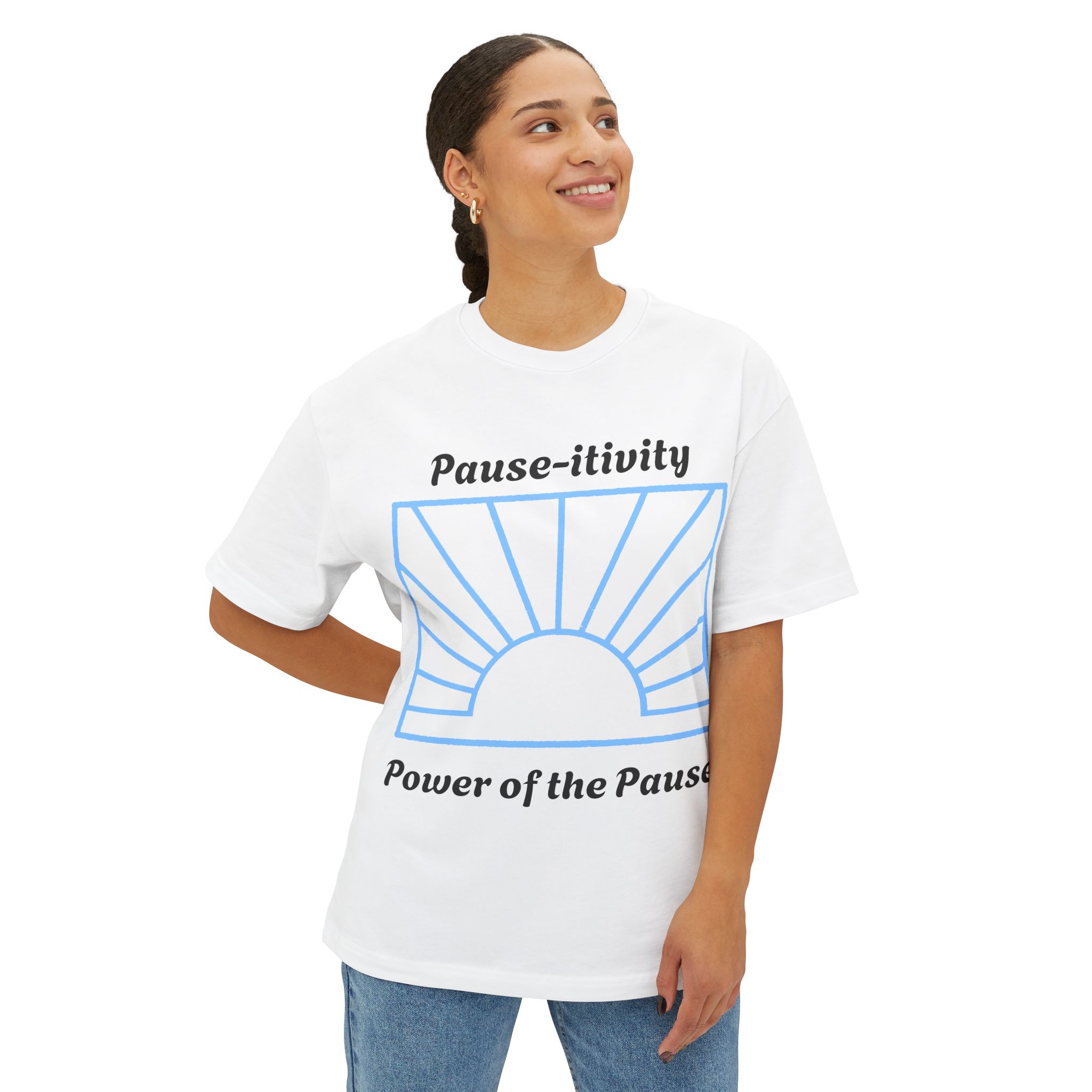 Pause-itivity Unisex Oversized Boxy Tee - Image 3